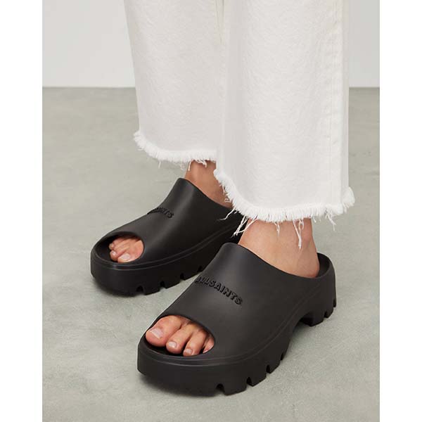 Allsaints Australia Womens Eclipse Flatform Slides Sandals Black AU63-715